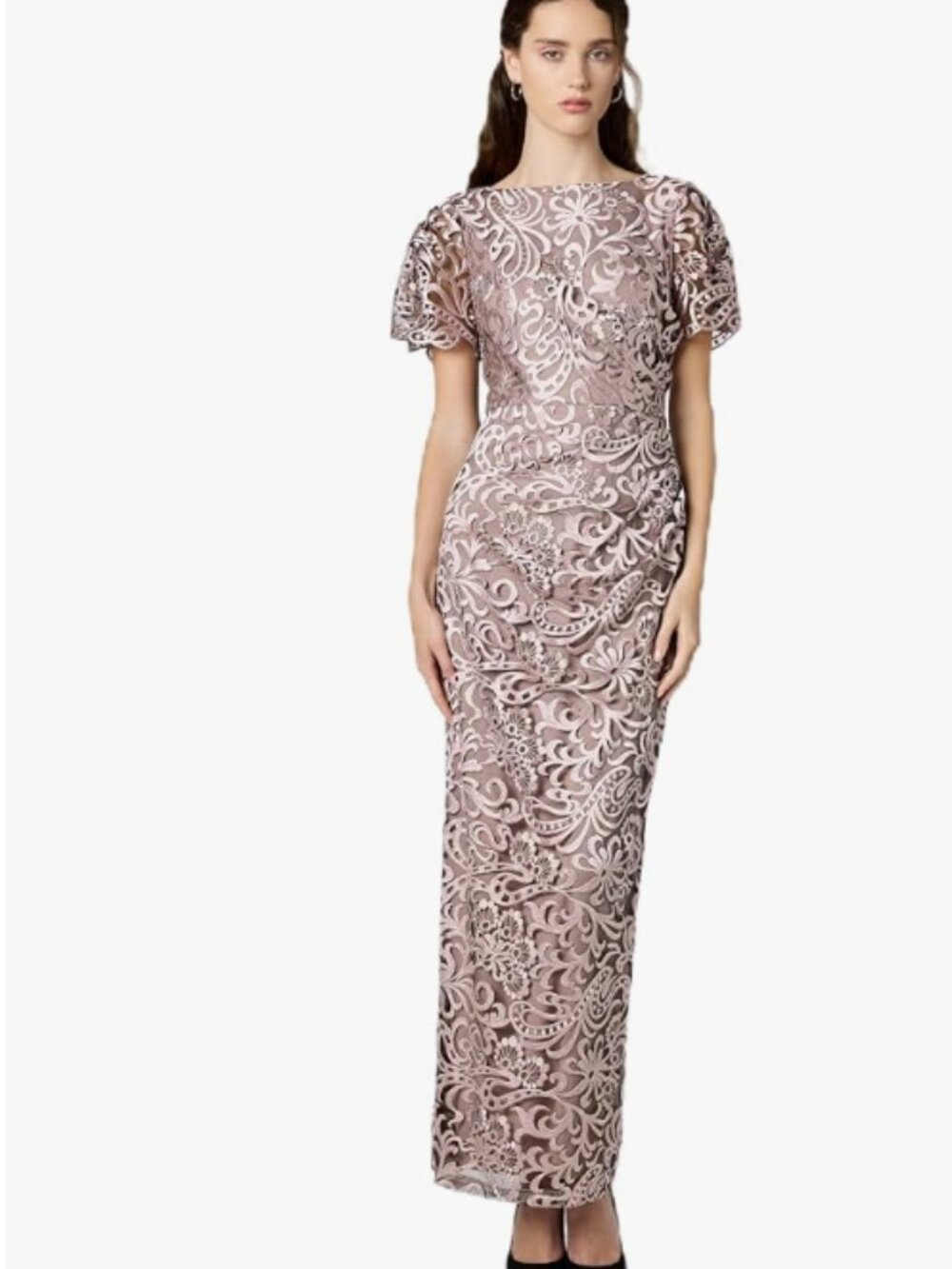 JS Collections Paisley Lace Maxi Dress Brown Size 12 Like New